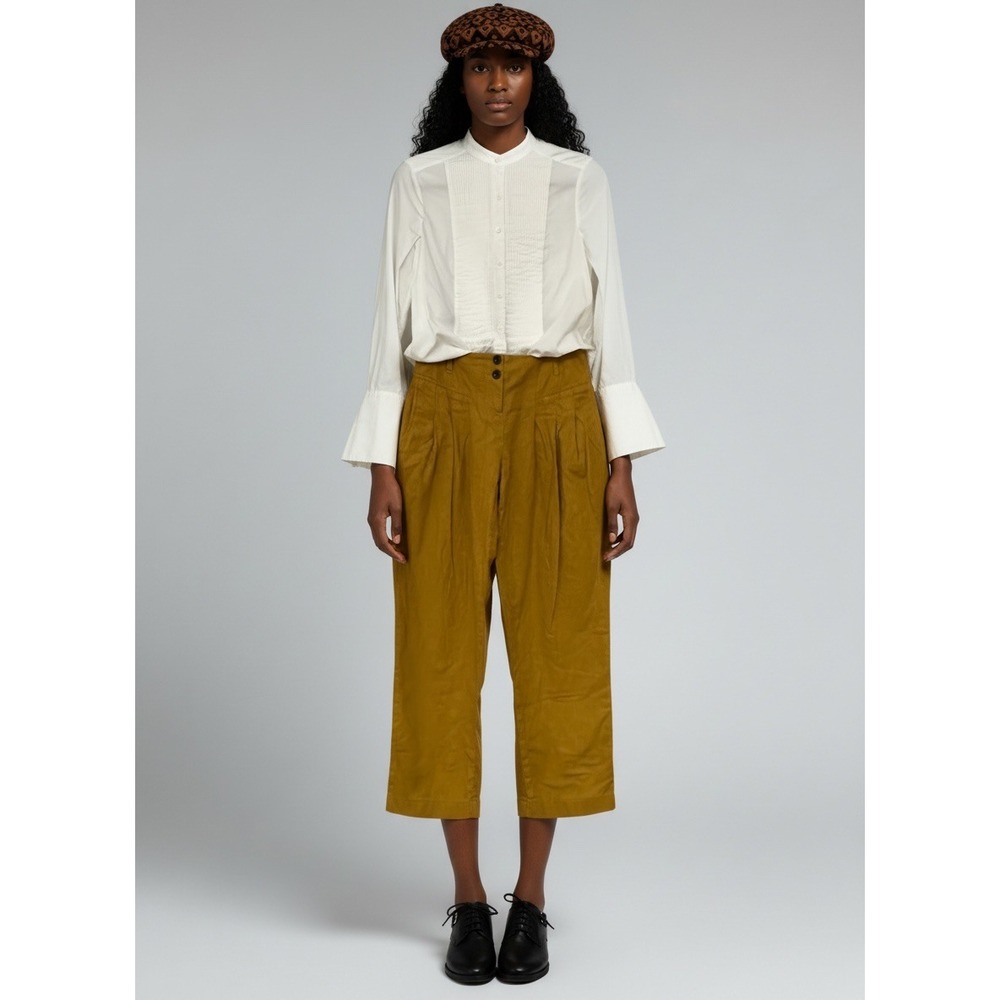 Madewell White Pintuck Tuxedo Bib Band Collar Cotton Shirt Sz S EUC Preppy